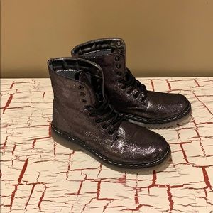 Black Glitter Combat Boots